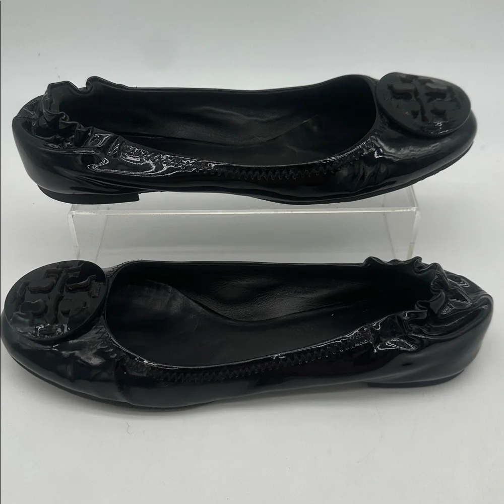 Tory Burch Reva Glossy Black Flats Women’s Size 8